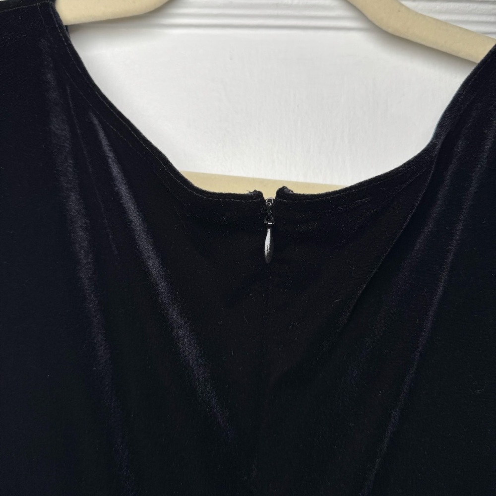 Vintage Marina Elegant Black Sleeveless Velvet Formal Beaded Dress Size 8 - Picture 6 of 11